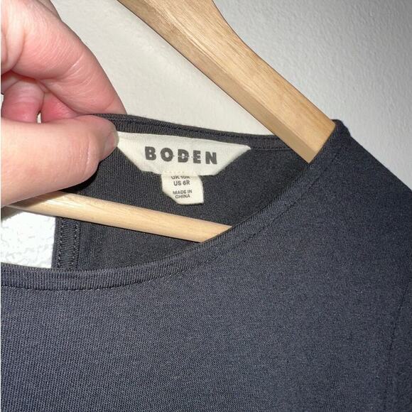 Boden Black Long Sleeve Ruched Knee Length Dress Size 6R Classic Breathable - Picture 4 of 7